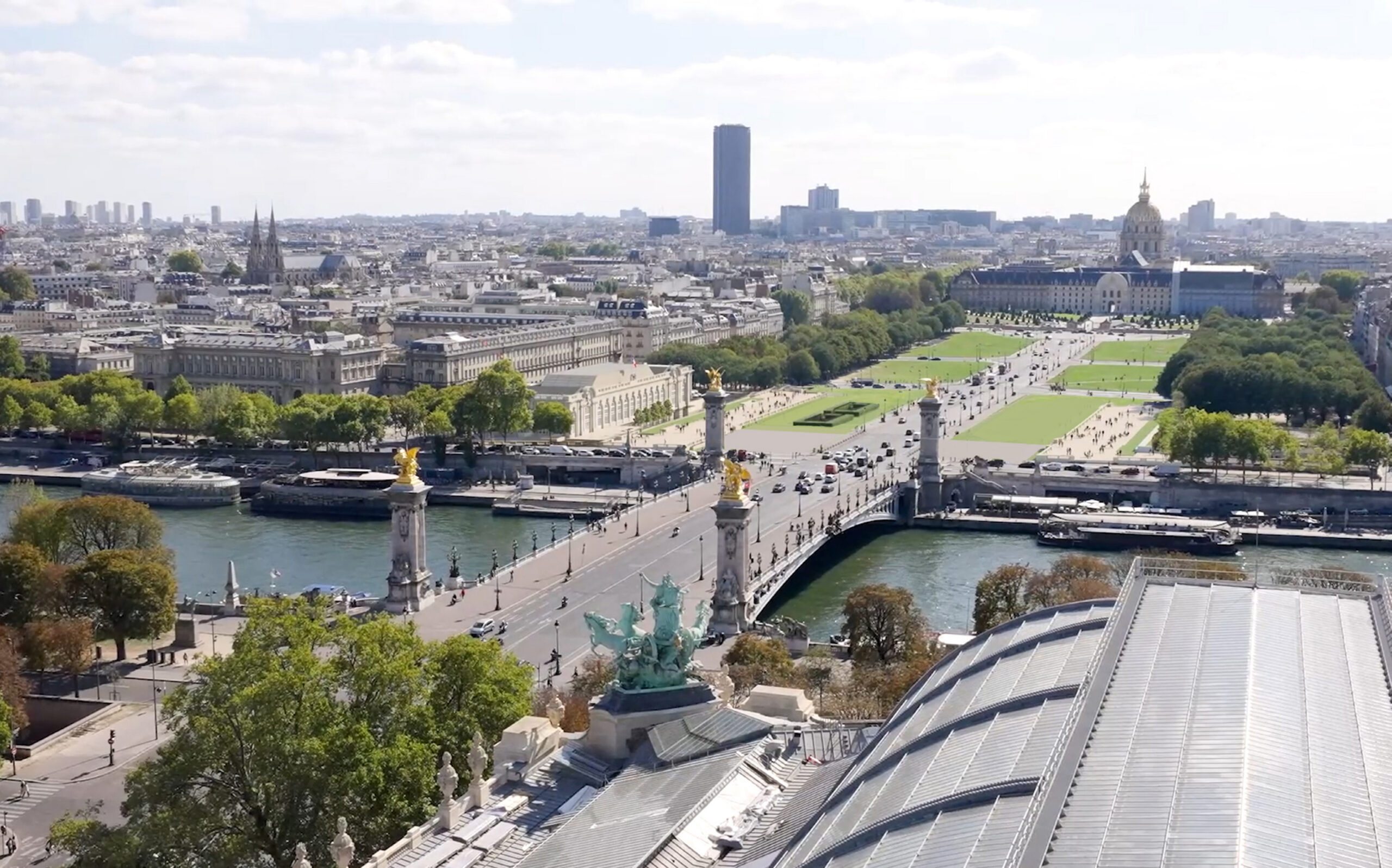Vue aérienne vers le Grand Palais